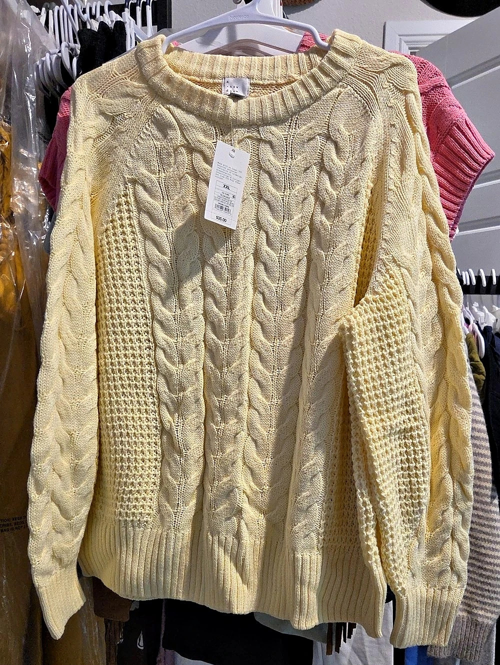 A New Day Cable Knit Sweater in Yellow, NWT